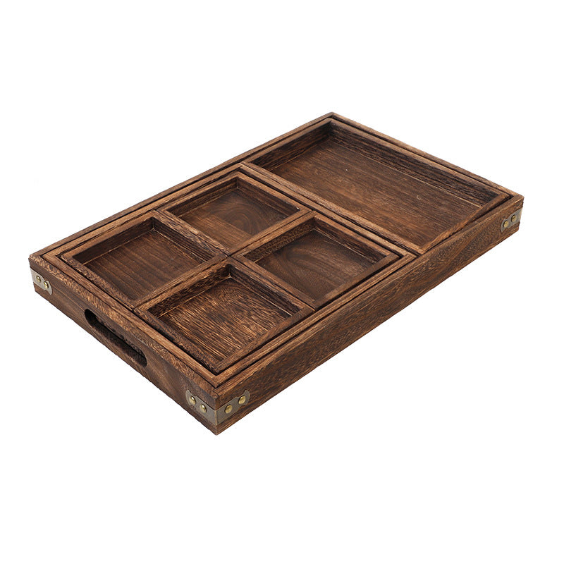 Japanese-Style Burning Paulownia Wooden Tea Tray