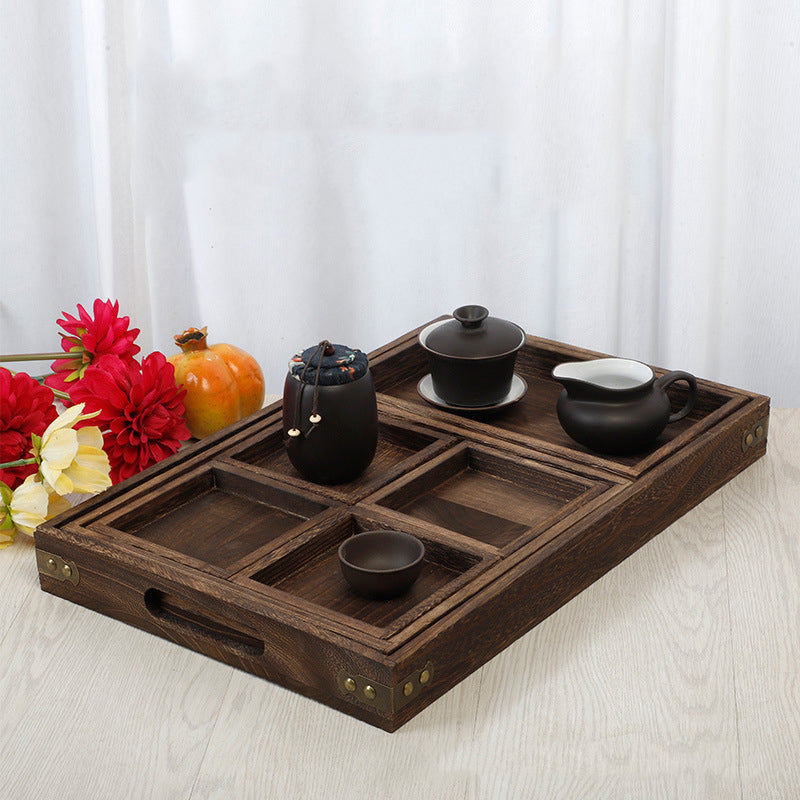 Japanese-Style Burning Paulownia Wooden Tea Tray