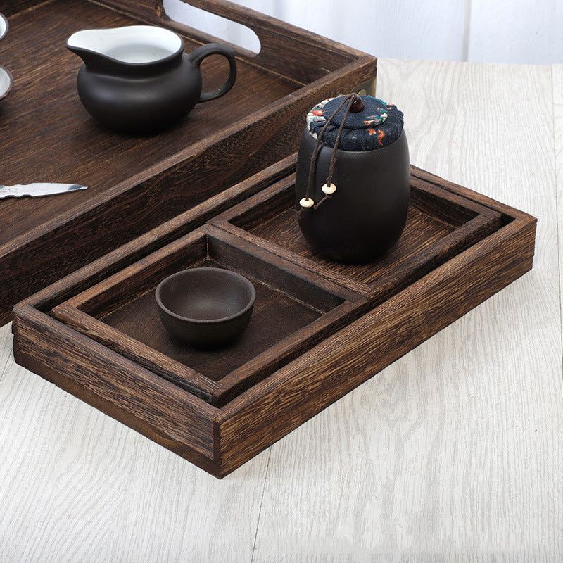 Japanese-Style Burning Paulownia Wooden Tea Tray