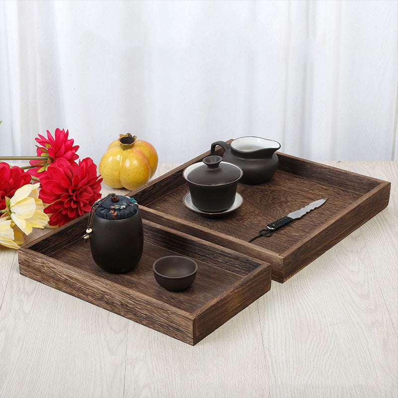 Japanese-Style Burning Paulownia Wooden Tea Tray