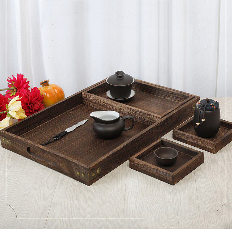 Japanese-Style Burning Paulownia Wooden Tea Tray