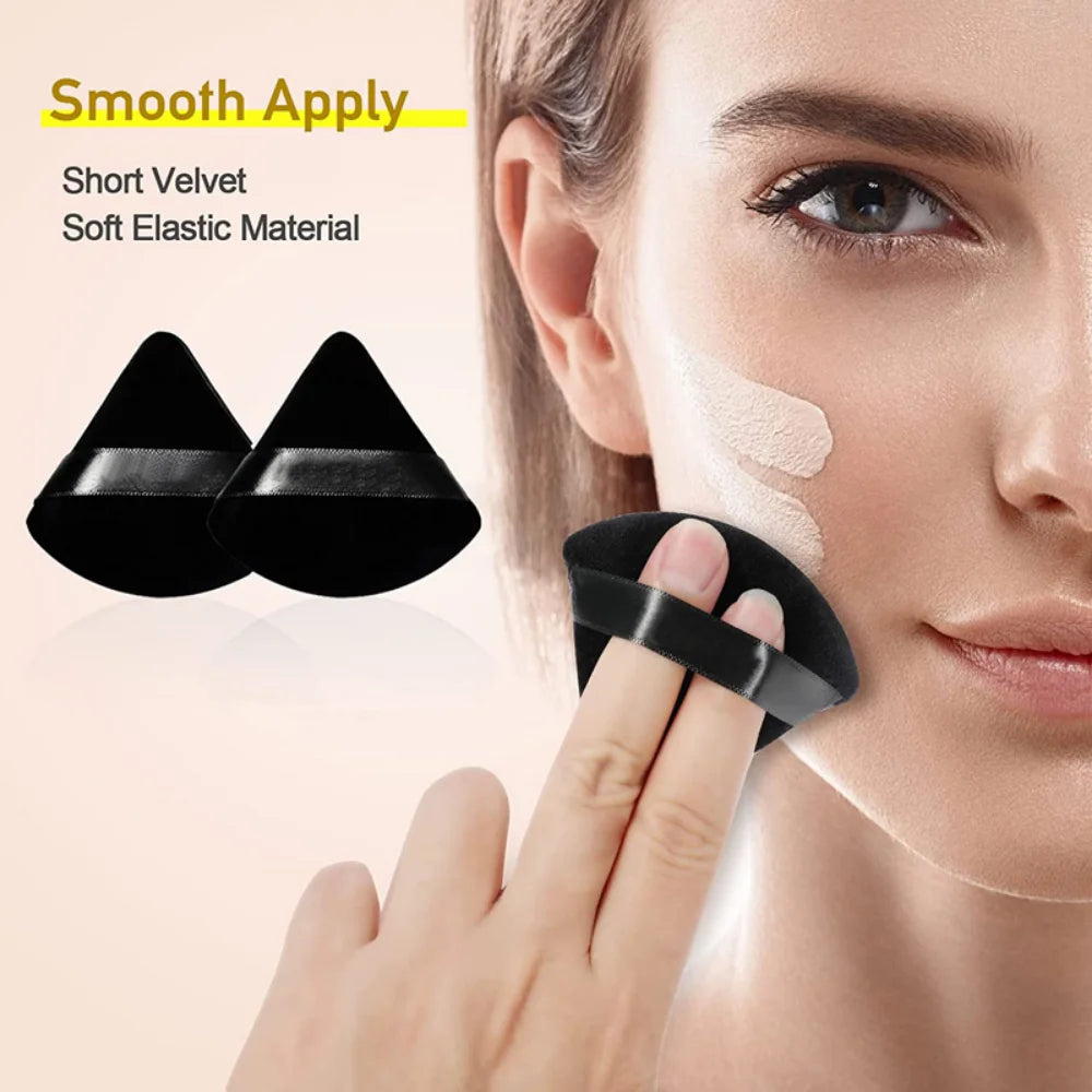 2/6Pcs Triangle Powder Puff Face Makeup Sponge Velvet Cosmetic Puff Blender