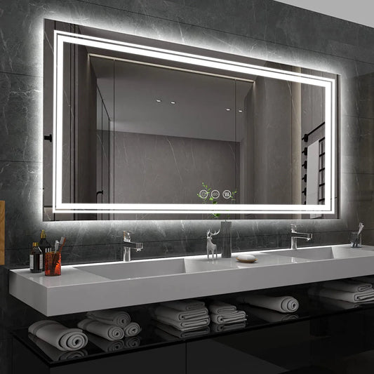 Extra Large Rectangle Bathroom Mirror LED Vanity Dimmable Backlit Anti-Fog - VEDA AKIRA