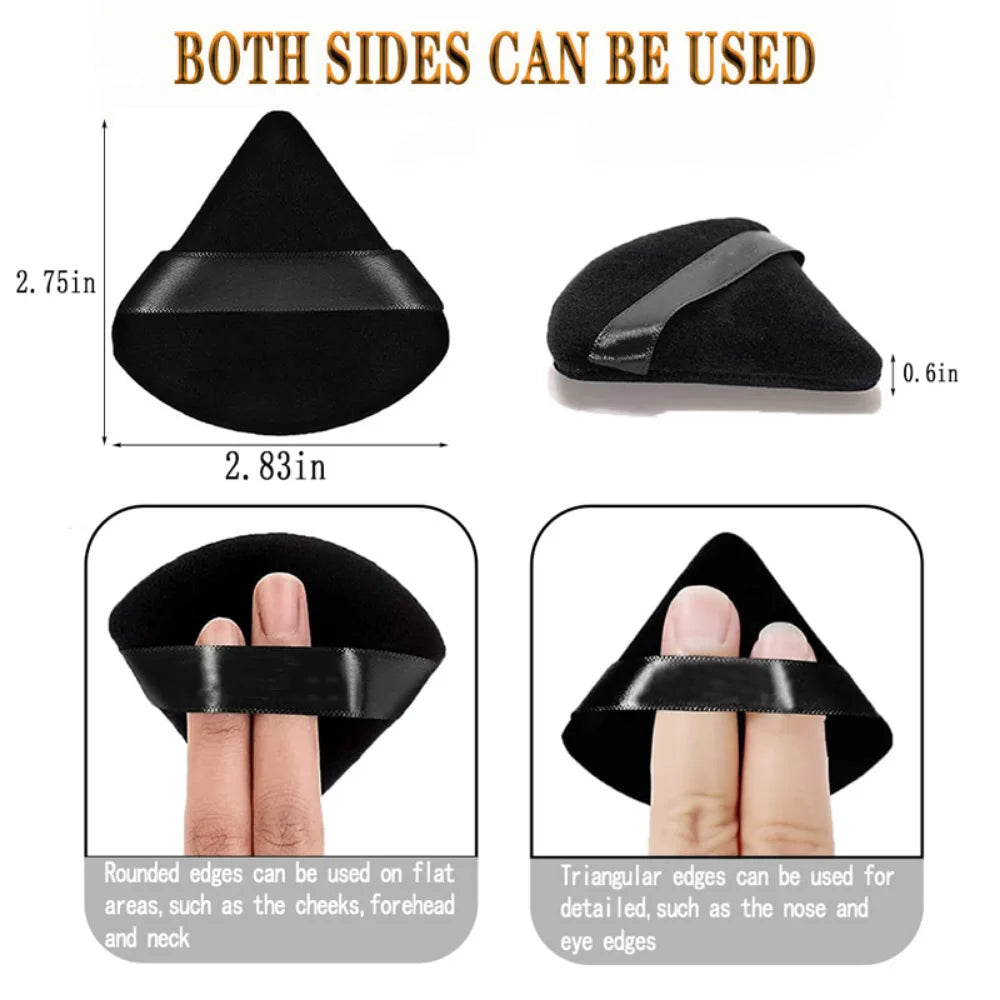 2/6Pcs Triangle Powder Puff Face Makeup Sponge Velvet Cosmetic Puff Blender