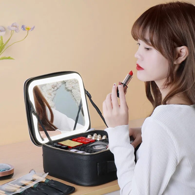 Smart LED Cosmetic Case with Mirror - VEDA AKIRA